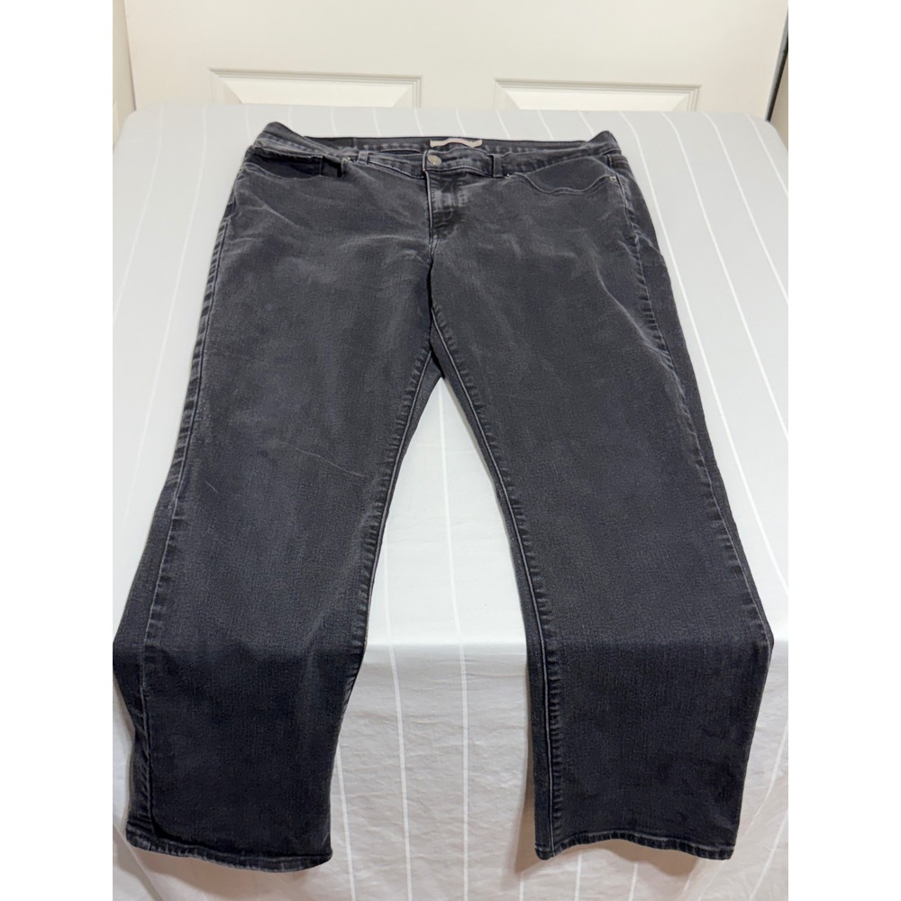 Levi Strauss Classic Straight Jeans Black Charcoal Size 16 Mid Rise Stretch